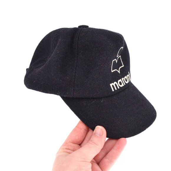 Isabel Marant Wool Tyron Cap Hat Midnight Blue Curved Brim Embroidered Logo - Picture 10 of 11